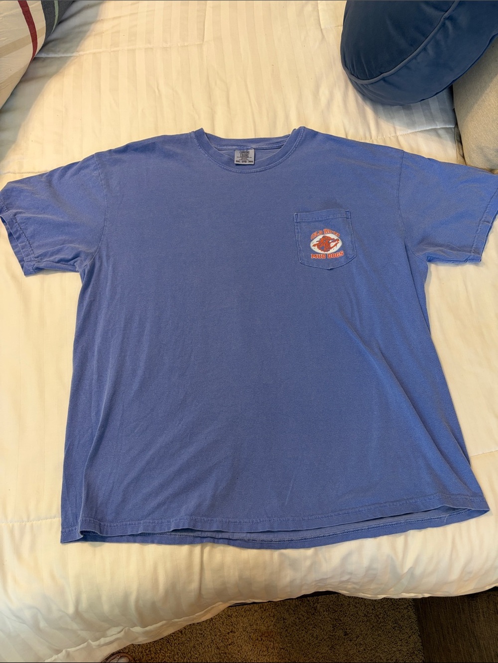 Old Row Comfort Colors Blue Pocket Tee with Small Chest Graphic- The Water Boy